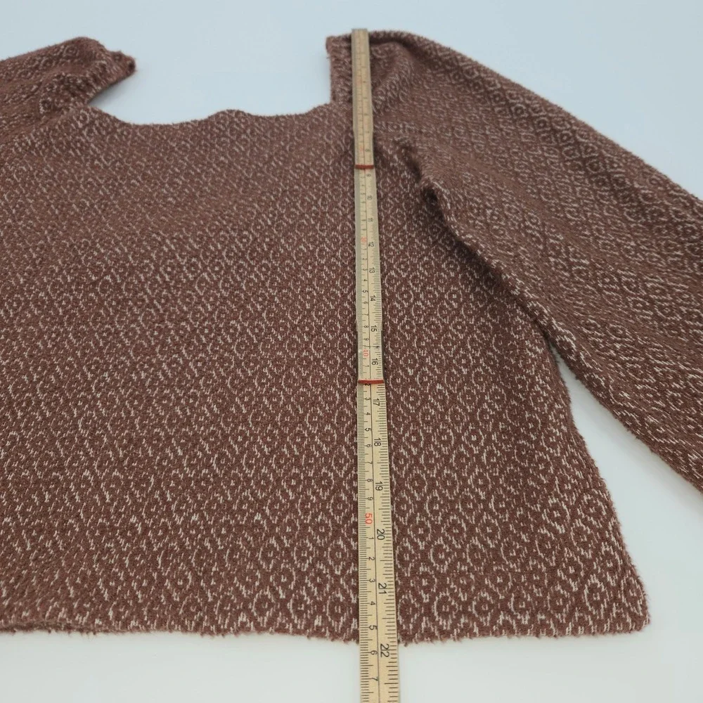 Madewell Womens Large Brown‎ Square Neck Puff Sleeve Knit Top Boho Casual Chic